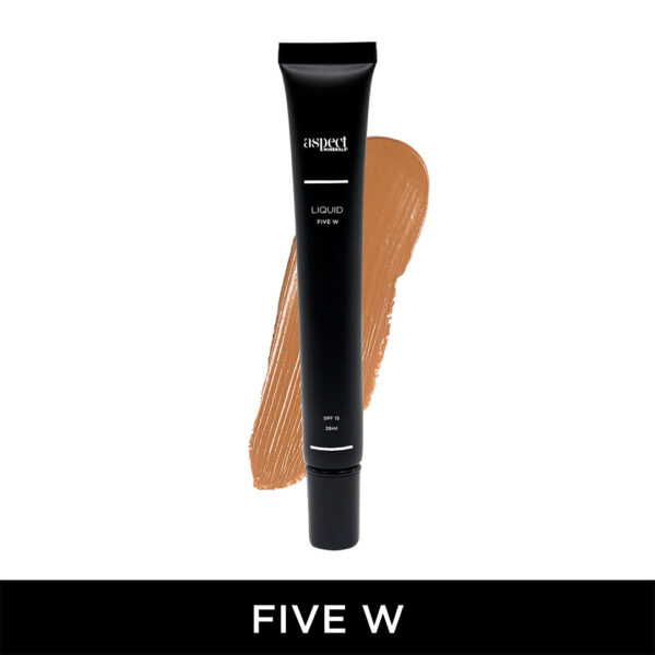 Jessie E Makeup & Beauty-Aspect Minerals-5W_Liquid Five W|Dark Tan_Swatch_Number_Base